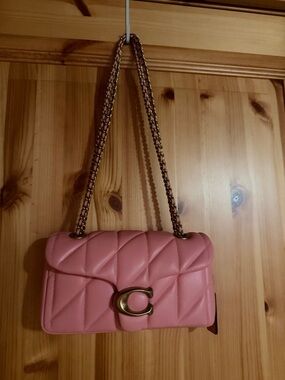 Coach Pink Quilted Shoulder Bag with Gold C Hardware